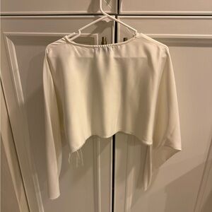 White silky long sleeve cropped blouse. Never worn size small